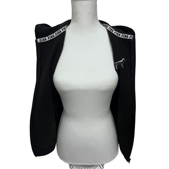 Victorias Secret PINK Womens Black Gold Zip Up Hoodie Jacket XS Sequins Bling - Picture 4 of 8